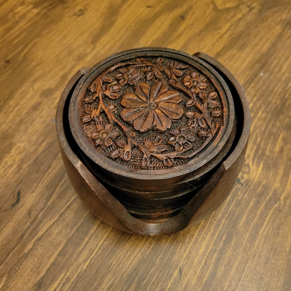 Wood bohemian floral coated set